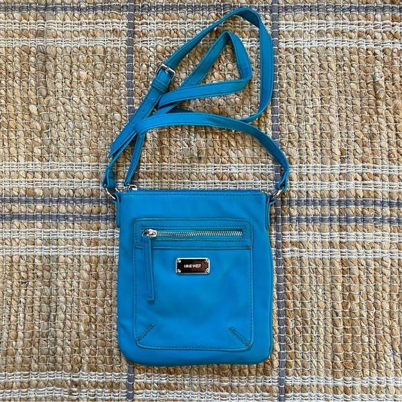 Nine West Handbags - Nine West Teal Turquoise Blue Crossbody Bag Purse With Front Zip Pocket